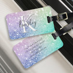 Glamoureus Glitter Holograaf  - Aangepast Bagagelabel<br><div class="desc">U kunt dit elegante kleurrijke bokglitterpatroon eenvoudig personaliseren met uw eigen naam en/of monogram.</div>