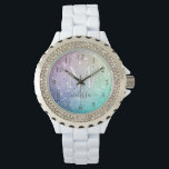 Glamoureus Glitter Holograaf  - Aangepast Horloge<br><div class="desc">U kunt dit elegante kleurrijke bokglitterpatroon eenvoudig personaliseren met uw eigen naam en/of monogram.</div>
