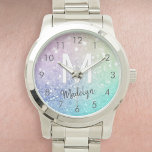 Glamoureus Glitter Holograaf  - Aangepast Horloge<br><div class="desc">U kunt dit elegante kleurrijke bokglitterpatroon eenvoudig personaliseren met uw eigen naam en/of monogram.</div>