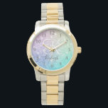 Glamoureus Glitter Holograaf  - Aangepast Horloge<br><div class="desc">U kunt dit elegante kleurrijke bokglitterpatroon eenvoudig personaliseren met uw eigen naam en/of monogram.</div>
