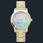 Glamoureus Glitter Holograaf  - Aangepast Horloge<br><div class="desc">U kunt dit elegante kleurrijke bokglitterpatroon eenvoudig personaliseren met uw eigen naam en/of monogram.</div>