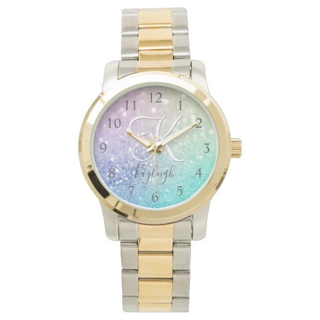 Glamoureus Glitter Holograaf  - Aangepast Horloge (Voorkant)