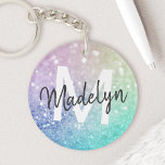 Glamoureus Glitter Holograaf  - Aangepast Sleutelhanger<br><div class="desc">U kunt dit elegante kleurrijke bokglitterpatroon eenvoudig personaliseren met uw eigen naam en/of monogram.</div>