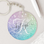 Glamoureus Glitter Holograaf  - Aangepast Sleutelhanger<br><div class="desc">U kunt dit elegante kleurrijke bokglitterpatroon eenvoudig personaliseren met uw eigen naam en/of monogram.</div>