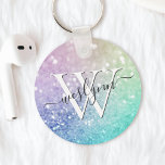 Glamoureus Glitter Holograaf  - Aangepast Sleutelhanger<br><div class="desc">U kunt dit elegante kleurrijke bokglitterpatroon eenvoudig personaliseren met uw eigen naam en/of monogram.</div>