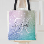 Glamoureus Glitter Holograaf  - Aangepast Tote Bag<br><div class="desc">U kunt dit elegante kleurrijke bokglitterpatroon eenvoudig personaliseren met uw eigen naam en/of monogram.</div>