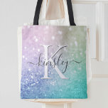 Glamoureus Glitter Holograaf  - Aangepast Tote Bag<br><div class="desc">U kunt dit elegante kleurrijke bokglitterpatroon eenvoudig personaliseren met uw eigen naam en/of monogram.</div>
