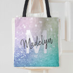 Glamoureus Glitter Holograaf  - Aangepast Tote Bag<br><div class="desc">U kunt dit elegante kleurrijke bokglitterpatroon eenvoudig personaliseren met uw eigen naam en/of monogram.</div>