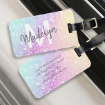 Glamoureus Glitter Holograaf  Bagagelabel<br><div class="desc">Personaliseer dit elegante kleurrijke bokeh faux glitter patroon eenvoudig met uw aangepaste naam en / of monogram.</div>