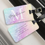 Glamoureus Glitter Holograaf  Bagagelabel<br><div class="desc">U kunt dit elegante kleurrijke bokglitterpatroon eenvoudig personaliseren met uw eigen naam en/of monogram.</div>