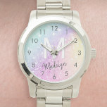 Glamoureus Glitter Holograaf  Horloge<br><div class="desc">U kunt dit elegante kleurrijke bokglitterpatroon eenvoudig personaliseren met uw eigen naam en/of monogram.</div>