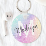 Glamoureus Glitter Holograaf  Sleutelhanger<br><div class="desc">U kunt dit elegante kleurrijke bokglitterpatroon eenvoudig personaliseren met uw eigen naam en/of monogram.</div>