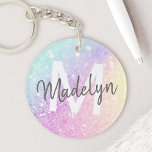 Glamoureus Glitter Holograaf  Sleutelhanger<br><div class="desc">U kunt dit elegante kleurrijke bokglitterpatroon eenvoudig personaliseren met uw eigen naam en/of monogram.</div>