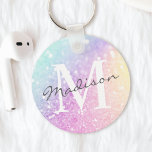 Glamoureus Glitter Holograaf  Sleutelhanger<br><div class="desc">U kunt dit elegante kleurrijke bokglitterpatroon eenvoudig personaliseren met uw eigen naam en/of monogram.</div>
