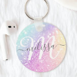 Glamoureus Glitter Holograaf  Sleutelhanger<br><div class="desc">U kunt dit elegante kleurrijke bokglitterpatroon eenvoudig personaliseren met uw eigen naam en/of monogram.</div>