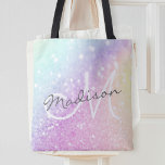Glamoureus Glitter Holograaf  Tote Bag<br><div class="desc">Personaliseer dit elegante kleurrijke bokeh faux glitter patroon eenvoudig met uw aangepaste naam en / of monogram.</div>