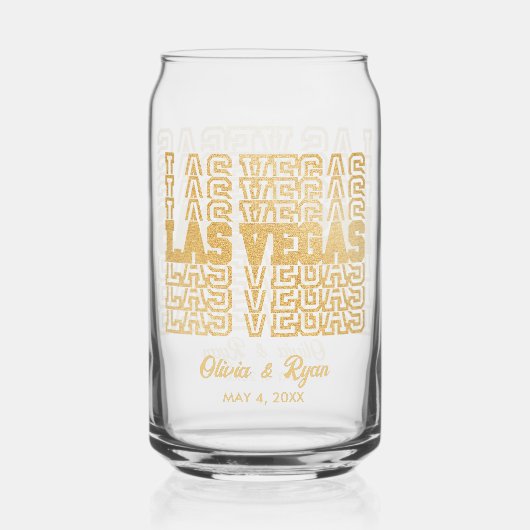 Glamoureus Glitter Las Vegas Trouwglas Blikvorm Glas (Voorkant)