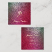 Glamoureus Glitter met gecalligrafeerd script Vierkante Visitekaartje (Voorkant / Achterkant)