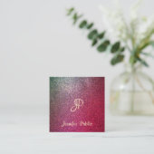 Glamoureus Glitter met gecalligrafeerd script Vierkante Visitekaartje (Staand voorkant)