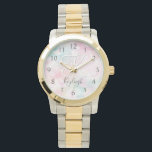 Glamoureus Glitter Pink Patroon Horloge<br><div class="desc">U kunt dit roze handvat glitter patroon eenvoudig personaliseren met uw eigen naam en/of monogram.</div>