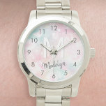 Glamoureus Glitter Pink  Patroon Horloge<br><div class="desc">U kunt dit  roze handvat glitter patroon eenvoudig personaliseren met uw eigen naam en/of monogram.</div>