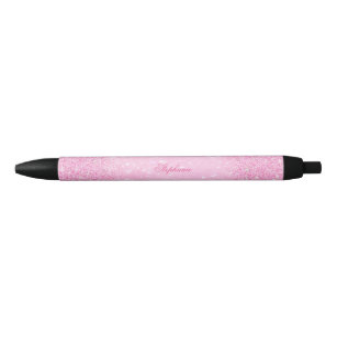 Glamoureus Glittery Pink Zwarte Inkt Pen