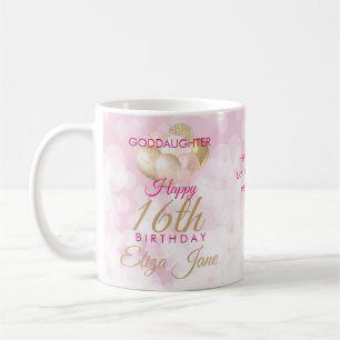Glamoureus Goddochter 16th Birthday Balloon Koffiemok