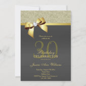 Glamoureus Gold & Black Birthday Party Invitation Kaart (Achterkant)