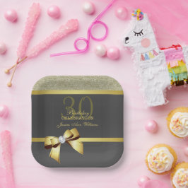 Glamoureus Gold & Black Birthday Party Papieren Bordje