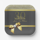 Glamoureus Gold & Black Birthday Party Papieren Bordje (Voorkant)