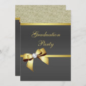 Glamoureus Gold & Black Graduparty Kaart (Voorkant / Achterkant)