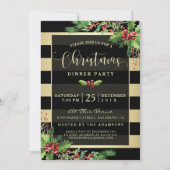 Glamoureus Gold & Black kerstparty uitnodiging (Voorkant)