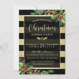 Glamoureus Gold & Black kerstparty uitnodiging