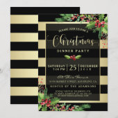 Glamoureus Gold & Black kerstparty uitnodiging (Voorkant / Achterkant)
