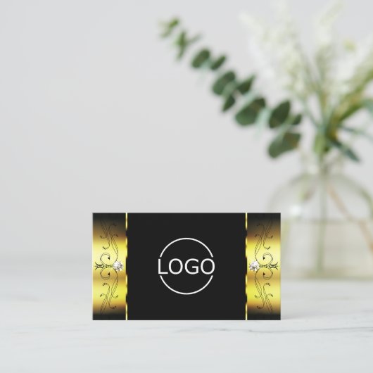 Glamoureus Gold Black Squiggins Jewels Logo & Foto Visitekaartje (Staand voorkant)