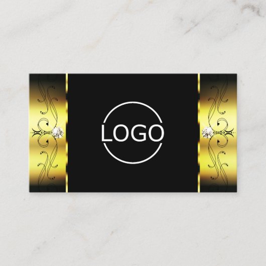 Glamoureus Gold Black Squiggins Jewels Logo & Foto Visitekaartje (Voorkant)