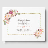 Glamoureus Gold Blush Pink Floral Weddenschap Gastenboek (Voorkant)