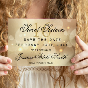 Glamoureus Gold Bokeh Light Sweet 16 behalve de da Briefkaart