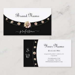 Glamoureus Gold Border Black and White Monogram Visitekaartje