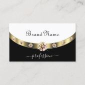 Glamoureus Gold Border Black and White Monogram Visitekaartje (Voorkant)