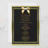 Glamoureus Gold Bow & Black Glitter Wedding Progra Kaart (Voorkant)