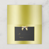 Glamoureus Gold Bow & Black Wedding Plaatskaartje (Buitenkant ongevouwen)