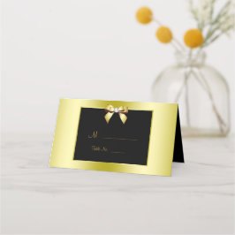 Glamoureus Gold Bow & Black Wedding Plaatskaartje