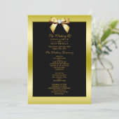 Glamoureus Gold Bow & Black Wedding Program Kaart (Staand voorkant)