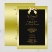 Glamoureus Gold Bow & Black Wedding Program Kaart (Voorkant / Achterkant)
