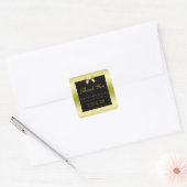 Glamoureus Gold Bow & Black Wedding Vierkante Sticker (Envelop)