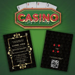 Glamoureus Gold Casino Las Vegas Poker Wedding Kaart<br><div class="desc">Uniek casino Royale- en Art Deco-kaartontwerp. Het is voorzien van een kunstdecostijl, een Roaring-lijst van 1920 in Hollywood faux gold met Fleur-de-lis, Q en K op twee hoeken (het simuleren van speelkaarten), op een gouden zwarte Art Deco patroonachtergrond. Er wordt een speciale formulering gebruikt zoals in pokerspel. Op de achterkant...</div>
