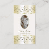 Glamoureus Gold Cream Ornamenten met foto's Visitekaartje (Voorkant)