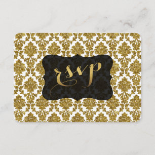 Glamoureus Gold Damask Gold Foil Weddenschap RSVP