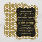 Glamoureus Gold Damask Gold Foil Weduwuitnodiging Kaart (Voorkant / Achterkant)